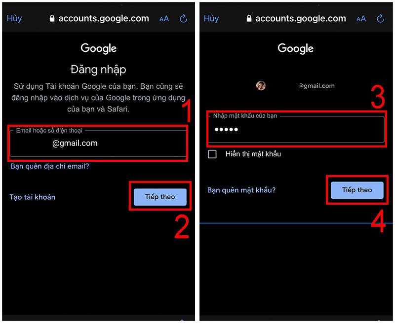 iPhone/iPad (ứng dụng Gmail hoặc Mail)