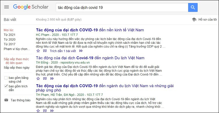 Cách dùng Gg scholar - Lọc kết quả theo năm, tác giả, tạp chí Cách dùng Gg scholar - Lọc kết quả theo năm, tác giả, tạp chí
