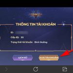 Xóa tài khoản qua phần “Tài khoản” trong game