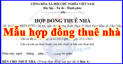 Hợp đồng thuê nhà - Giá thuê và phương thức thanh toán Hợp đồng thuê nhà - Giá thuê và phương thức thanh toán