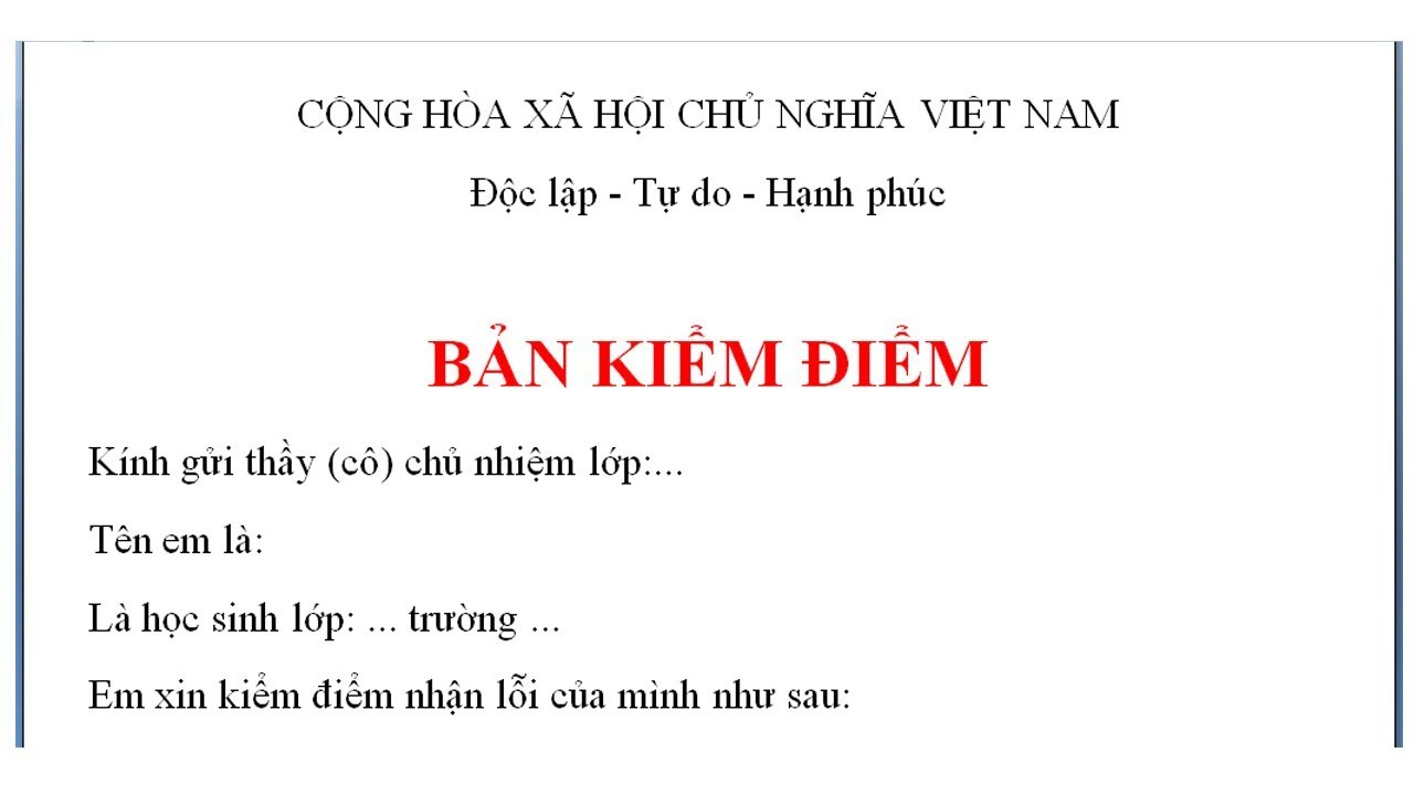 Cách viết bản kiểm điểm - Thông tin người vi phạm Cách viết bản kiểm điểm - Thông tin người vi phạm